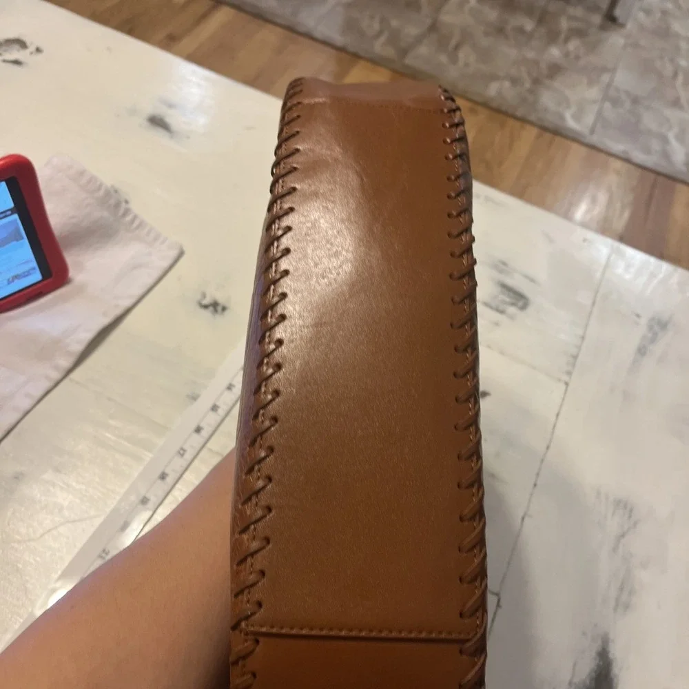via spiga bag Satchel Brown With Cut Out Designs Leather
